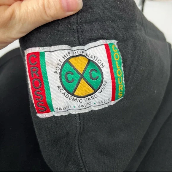 Vintage Cross Colours TLC Hoodie Black Sweatshirt Hip Hop 90s - Picture 4 of 7